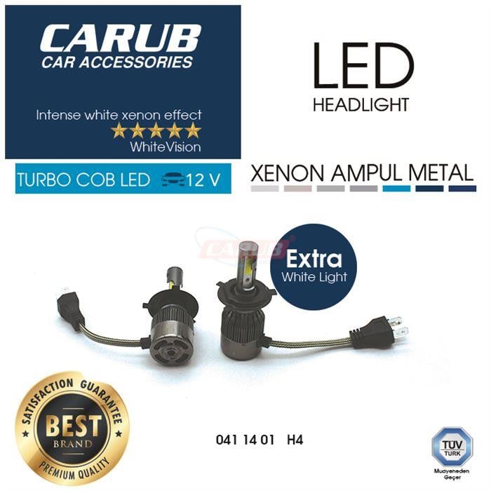 8V-48V H4 COB LED XENON FAR AMPUL SETİ  6000K 3800 LÜMEN (EXTRA BEYAZ)