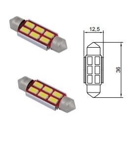 TESLA 12V SOFİT AMPUL 6 LEDLİ BEYAZ (36 MM) (2 AD)