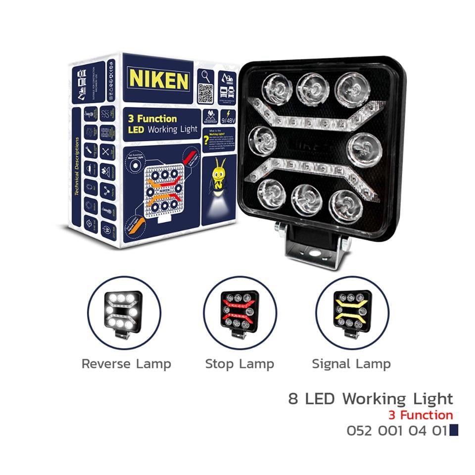 NIKEN 9V-48V OFF-ROAD LED ÇALIŞMA LAMBASI KARE (SARI-KIRMIZI-BEYAZ) (110*110*37 MM)