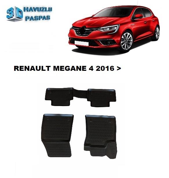 3D ARAÇ PASPASI (SİYAH) (4 PARÇA) RENAULT MEGANE IV 2016 >