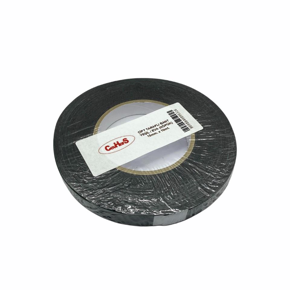 ÇİFT TARAFLI BANT 15 MM X 10 MT (YEŞİL-SİYAH)