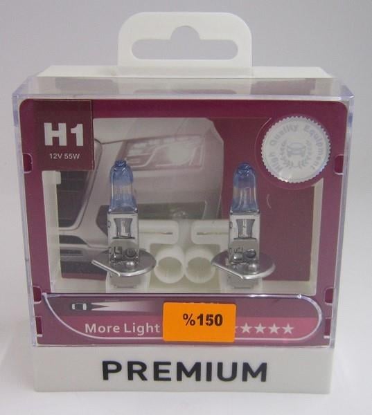 PREMIUM 12V H1 AMPUL 55W (SCHOTT CAM) +%150 FAZLA IŞIK (2 AD)