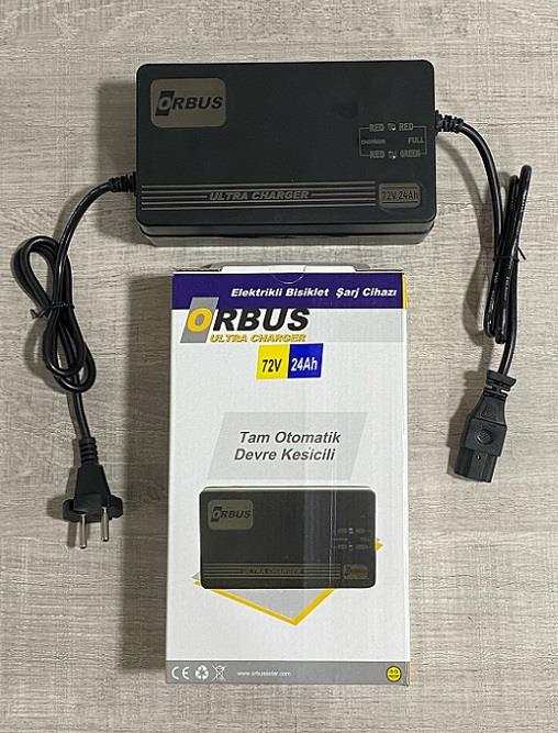 ORBUS 72V ELEKTRİKLİ BİSİKLET ŞARJ REDRESÖRÜ (AKÜ ŞARJ CİHAZI) OTOMATİK 2.8 A (17 AH-24 AH) 
