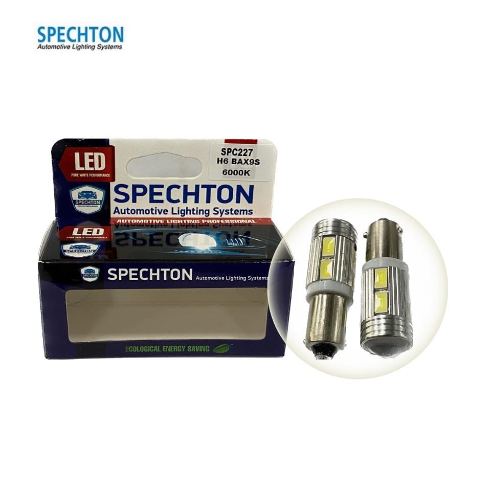 SPECHTON 12V H6 AMPUL 10 LEDLİ MERCEKLİ BEYAZ 6000K (2 AD)
