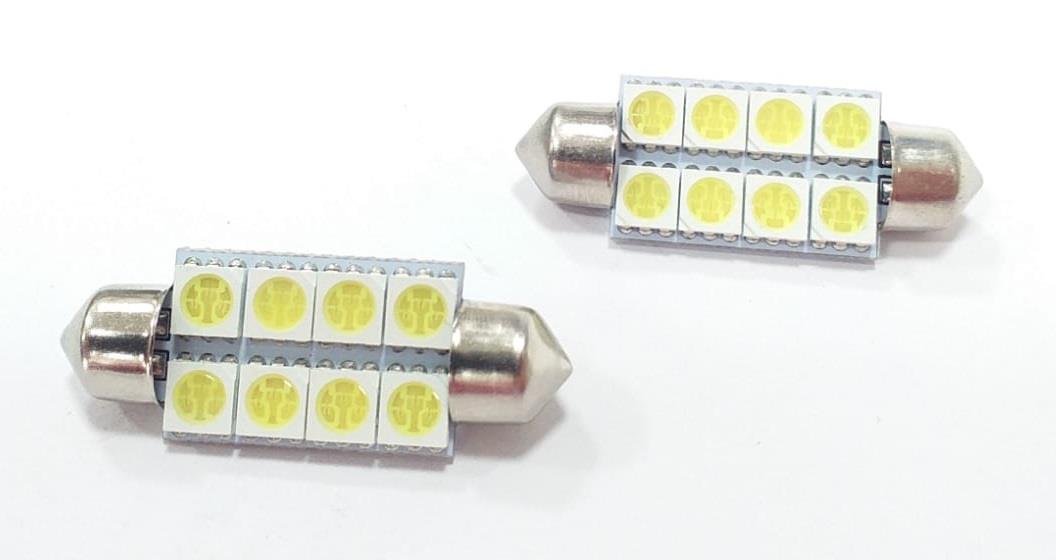 24V SOFİT AMPUL 8 LEDLİ BEYAZ  (39 MM) (2 AD)