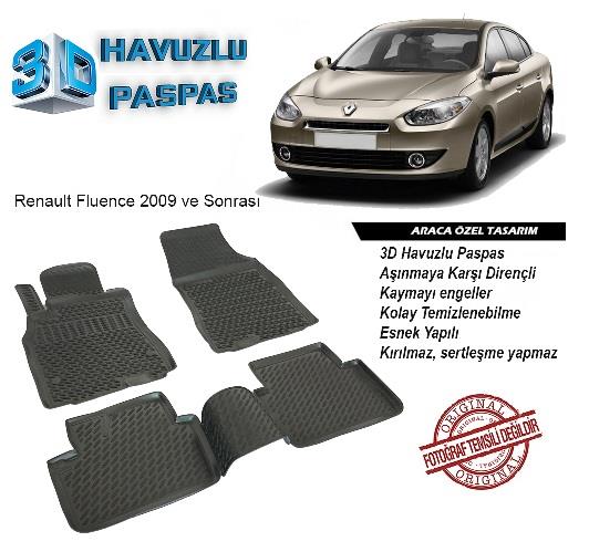 3D ARAÇ PASPASI (SİYAH) (4 PARÇA) RENAULT FLUENCE 2009 >