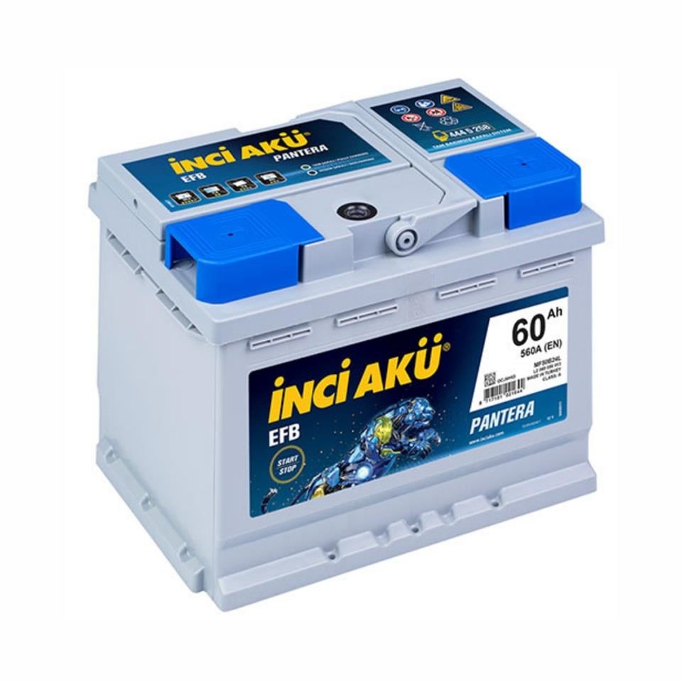 İNCİ 12V 60 AH AKÜ EFB PANTERA 560 A (EN) (START-STOP) (242*175*190)