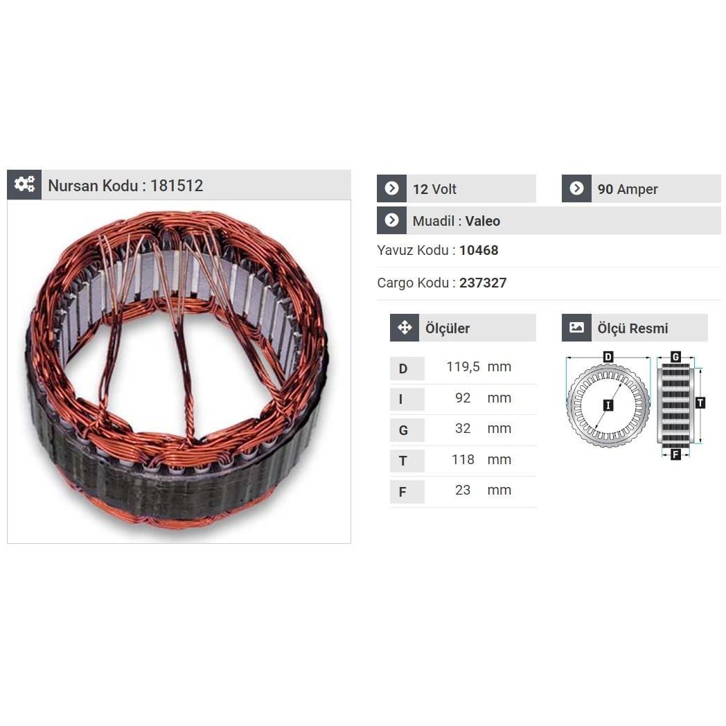 12V ALTERNATÖR STATÖR VALEO TİPİ 90 A OPEL 1.3 CDTI
