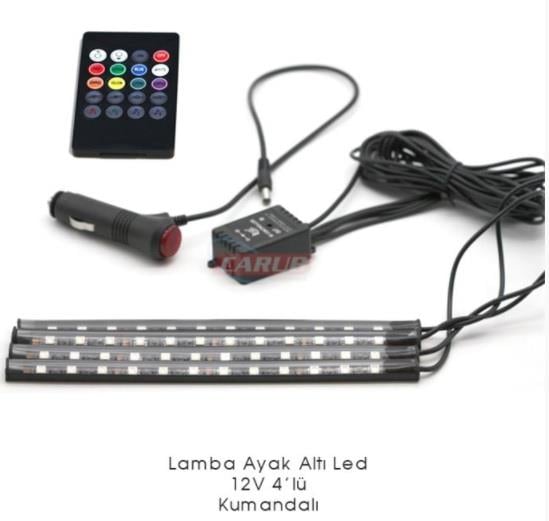 12V AYAK ALTI LAMBA 4'LÜ SESE DUYARLI (KUMANDALI) ÇAKMAK FİŞLİ