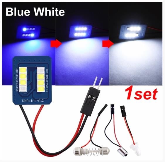 KGN 12V LAMBA (8 LEDLİ) MAVİ/BEYAZ (T10 DİPSİZ/SOFİT) UNIVERSAL (20 X 23)