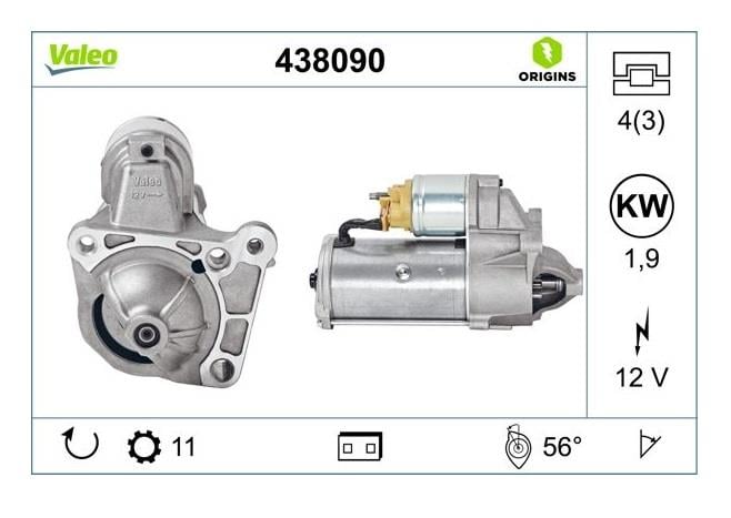 VALEO 12V MARŞ MOTORU 11 DİŞ 1.9 KW CW (3 KULAK)
