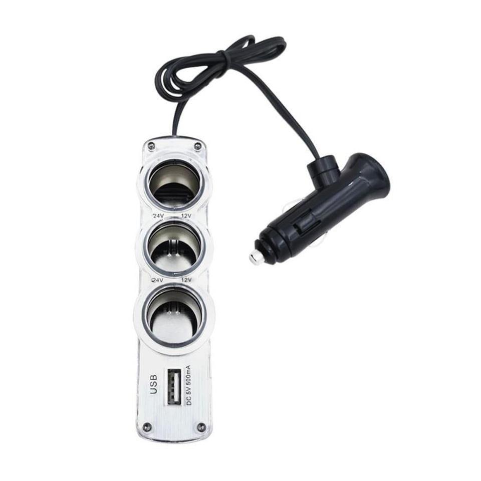 12V-24V ÇAKMAK SOKETİ (ENERJİ SOKETİ) (ÇAKMAK 3 + USB 1 ŞARJLI 0.5 A) (KABLOLU)