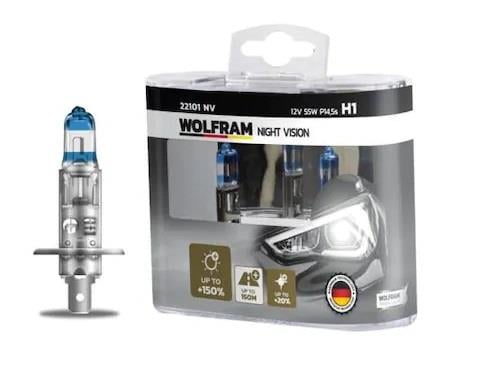 WOLFRAM 12V H1 AMPUL 55W +%150 FAZLA IŞIK NIGHT VISION GERMANY (2 AD)