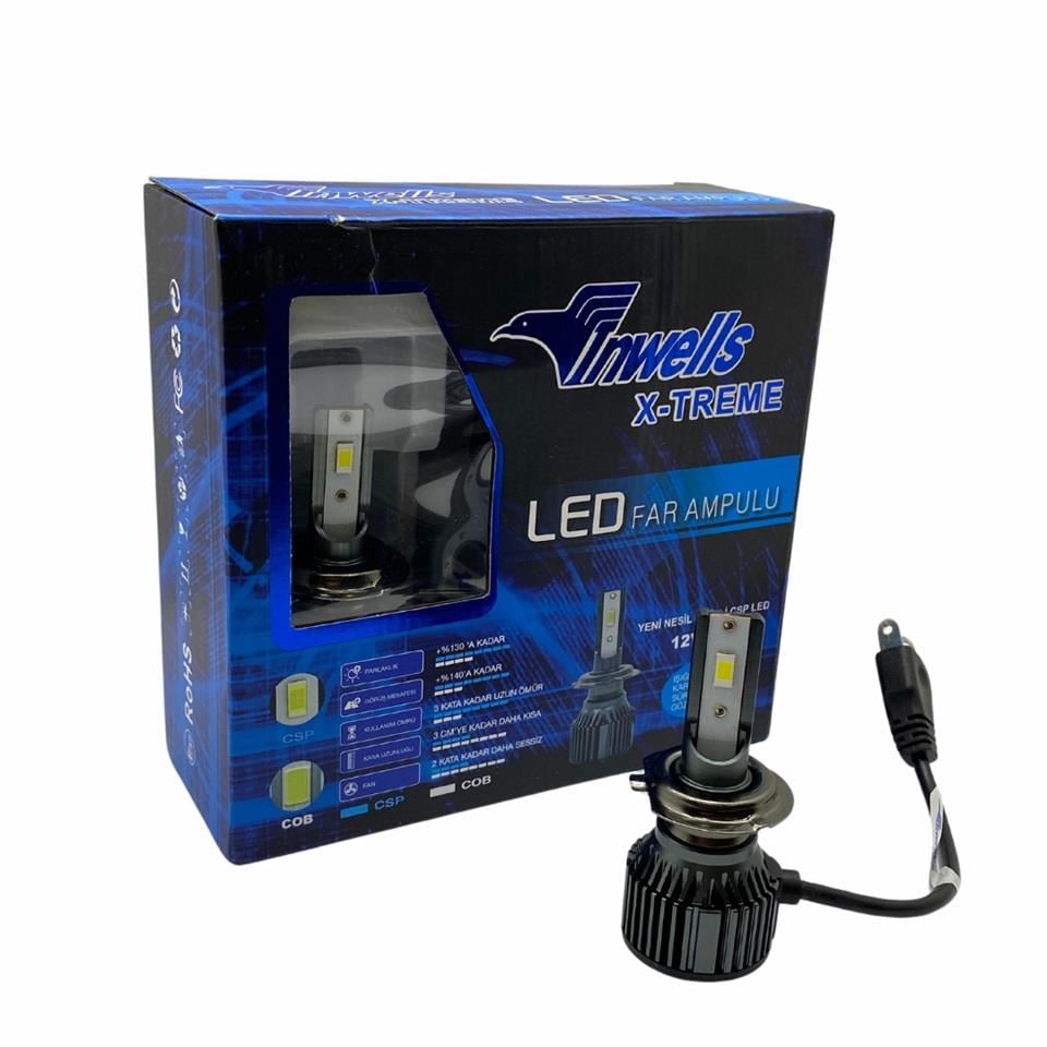 INWELLS 12V-24V H7 CSP LED XENON FAR AMPUL SETİ 6000K 10000 LÜMEN