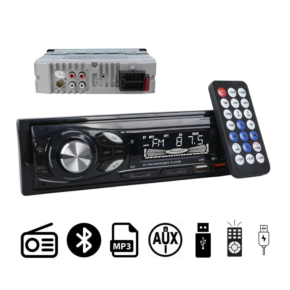 OTO TEYP-RADYO AUX/BLUETOOTH/MP3/SD KART/USB X 2 ŞARJ (UZAKTAN KUMANDALI) (7 RENKLİ)