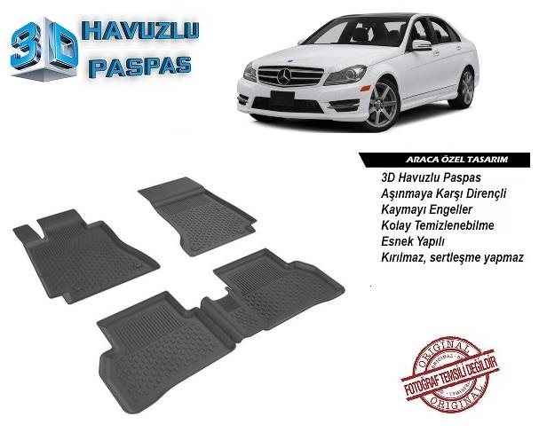 3D ARAÇ PASPASI (SİYAH) (4 PARÇA) MERDECES 204-205 KASA 