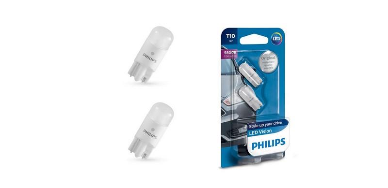 PHILIPS 12V DİPSİZ AMPUL T10 TEK LEDLİ 5500K (2 AD) 