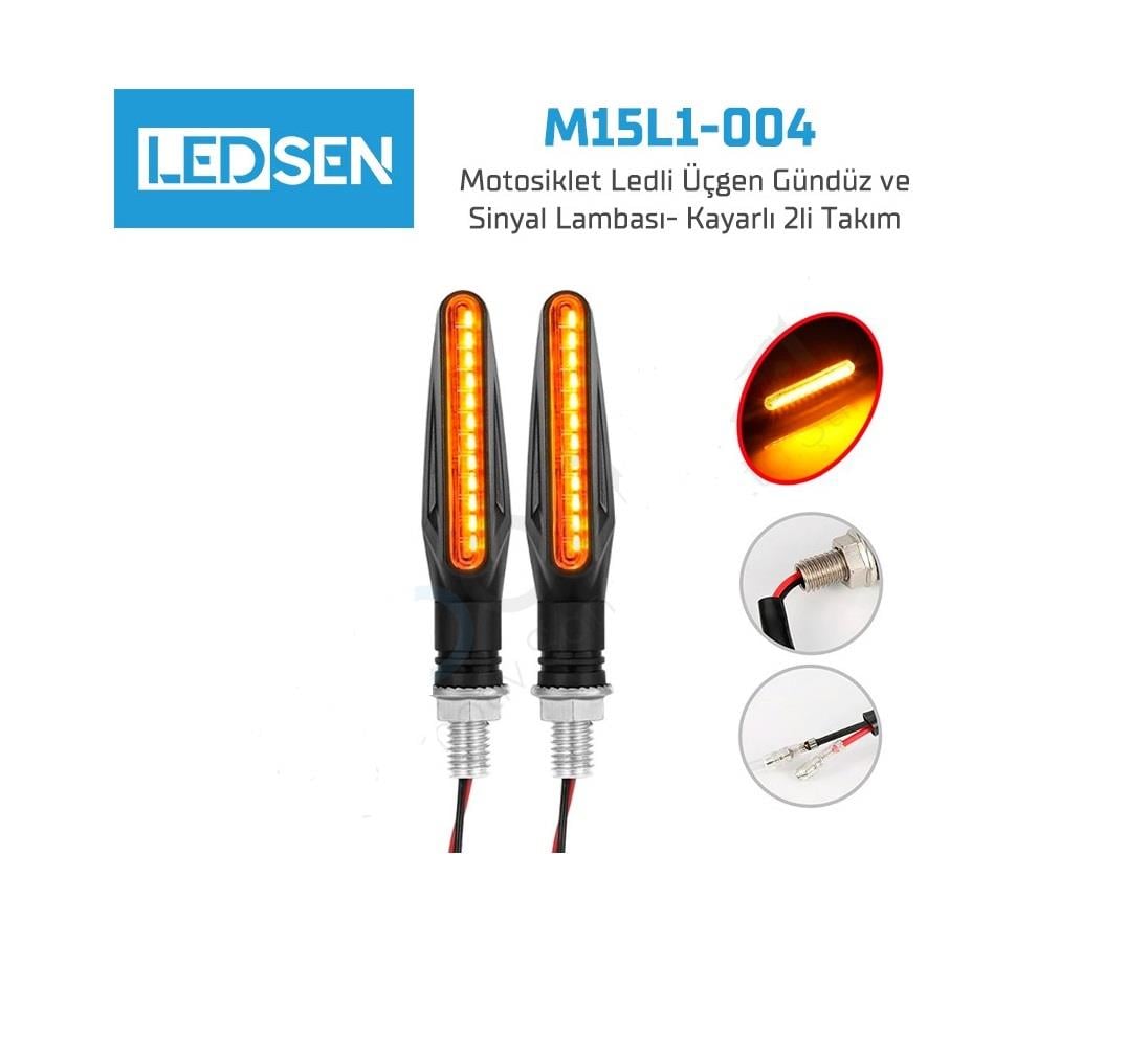 MOTOSİKLET LEDLİ ÜÇGEN GÜNDÜZ VE SİNYAL LAMBASI KAYARLI 