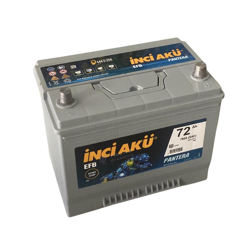 İNCİ 12V 72 AH AKÜ EFB PANTERA 760 A (SAE) (START-STOP) (264*175*225) (YÜKSEK DÜZ)