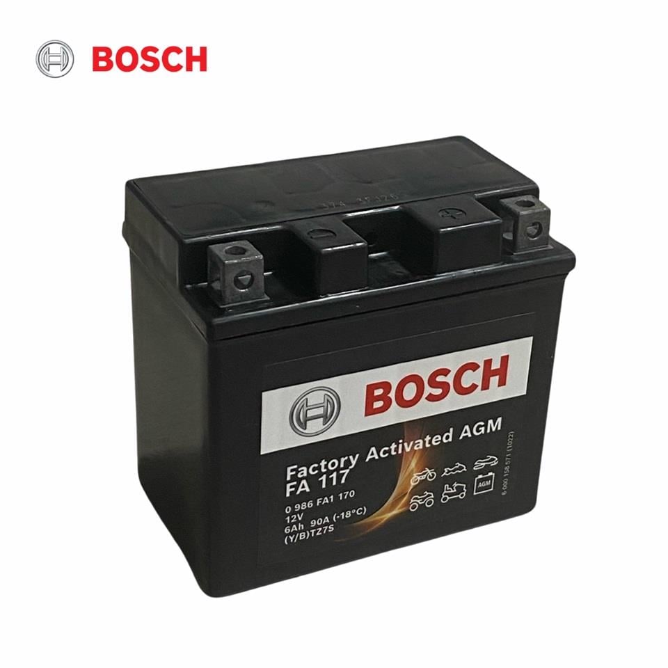 BOSCH 12V 6 AH MOTOSİKLET AKÜSÜ AGM 90 A (EN) (113*70*105) (FA117) (YTZ7S) (BTZ7S)