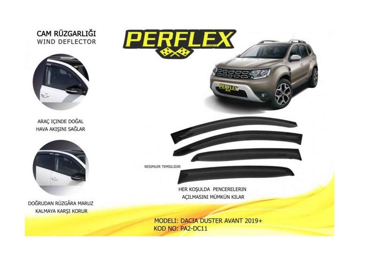 PERPLEX CAM RÜZGARLIĞI DACIA DUSTER 2019 > (4 AD)