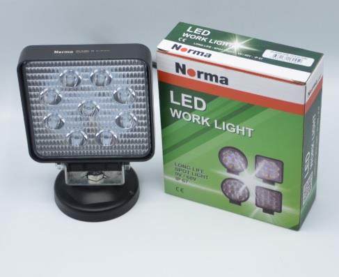 NORMA 9V-60V ÇALIŞMA LAMBASI KARE 9 X 3W POWER LEDLİ (106*106 MM) KALIN CAM