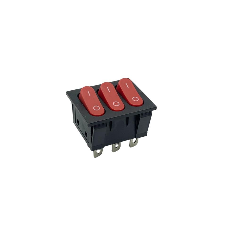 TUŞLU ANAHTAR ÜÇLÜ KARE TİP IŞIKSIZ (6 FİŞ) (ON-OFF) (15A 250V / 20A 125V AC)