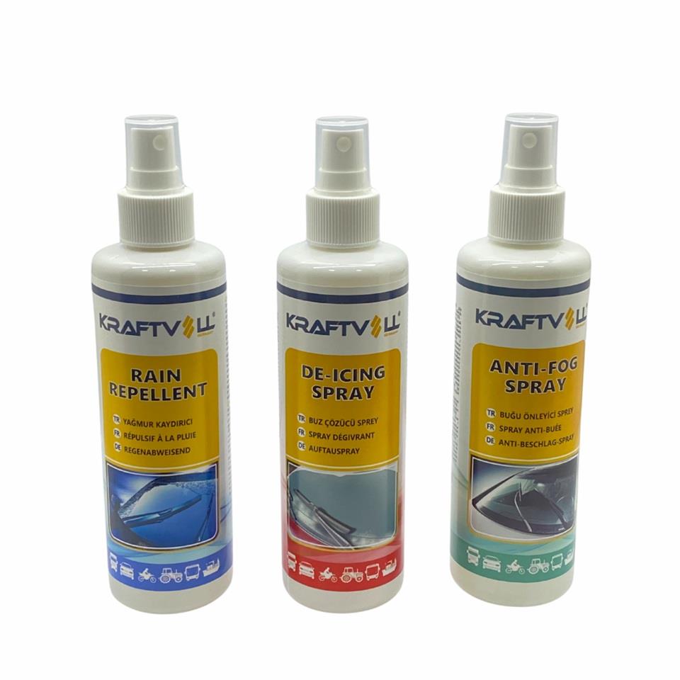 KIŞLIK SPREY SET (BUĞU ÖNLEYİCİ/BUZ ÇÖZÜCÜ/YAĞMUR KAYDIRICI) (250 ml )