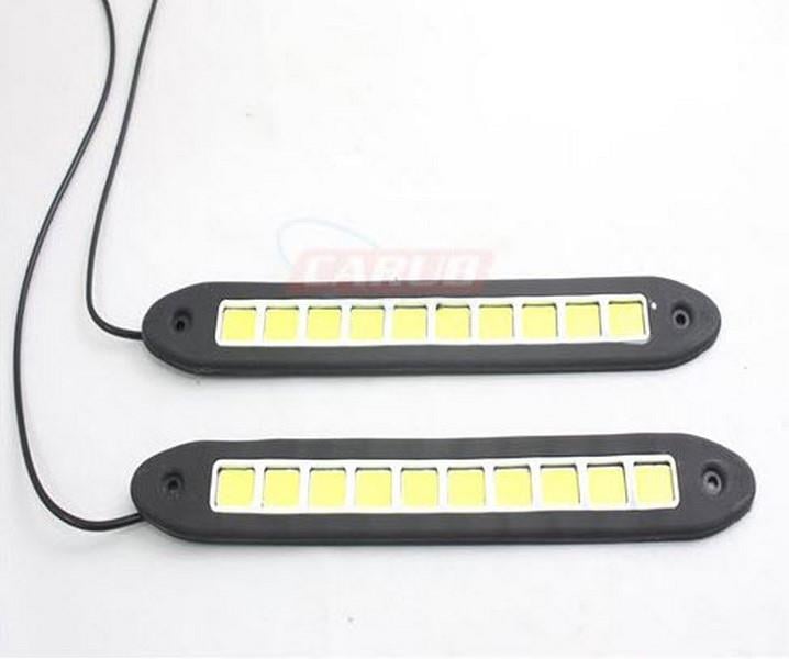 12V GÜNDÜZ SÜRÜŞ LEDİ SİLİKONLU 10 (KARE) LEDLİ (COB LED) (32 MM X 255 MM) (2 AD)