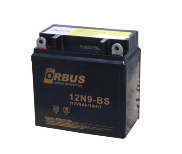 ORBUS 12V 9 AH MOTOSİKLET AKÜSÜ (136*76*134) (12N9L-BS) (TERS) (SMF) (2,78 KG) (CARBON) (+/-) TERS
