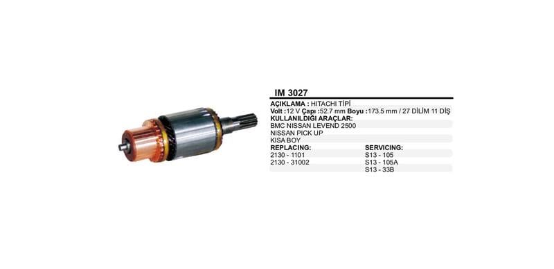 12V MARŞ KOLLEKTÖRÜ HITACHI TİPİ 11 DİŞ BMC LEVEND (NISSAN MOTORLU)