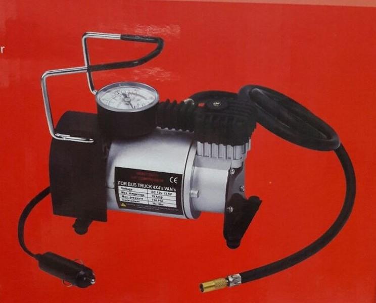 12V LASTİK ŞİŞİRME HAVA KOMPRESÖRÜ METAL 150 psi (SİYAH) (ÇANTALI)