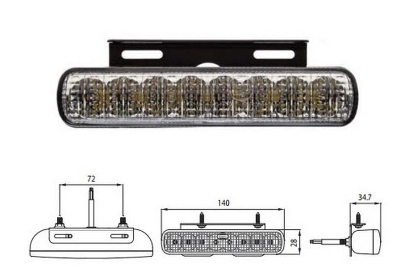 SABA 12V-30V GÜNDÜZ SÜRÜŞ LAMBASI 8-LEDLİ 14 CM X 2.8 CM ORJ.