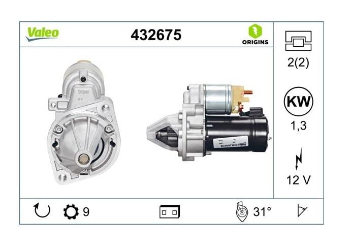 VALEO 12V MARŞ MOTORU 9 DİŞ 1.3 KW MERCEDES