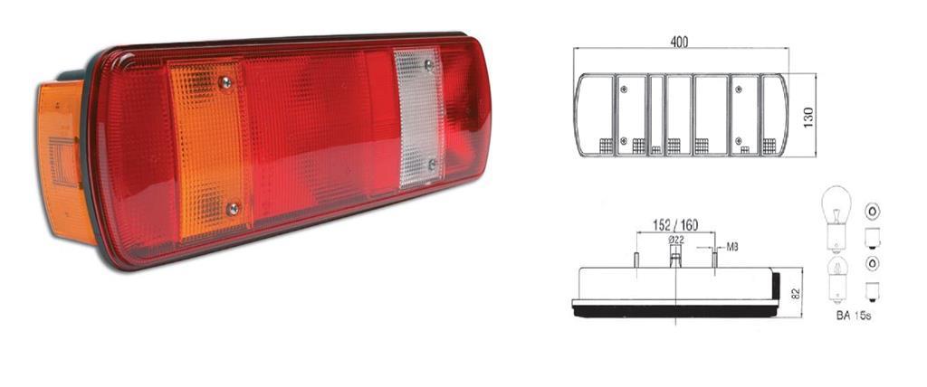 SABA STOP LAMBASI 6-FONKSİYONLU M7-MX2 DORSE (KÜÇÜK SİNYAL) (400*130 MM) SOL E9