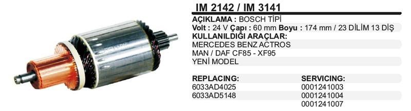 24V MARŞ KOLLEKTÖRÜ BOSCH TİPİ 13 DİŞ (241) DAF-MAN-MERCEDES-SCANIA