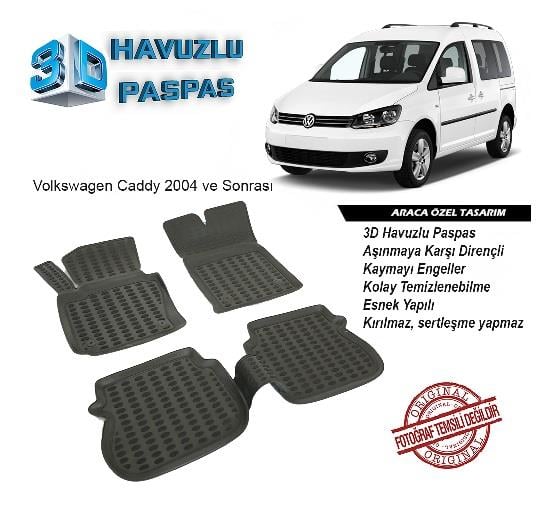 3D ARAÇ PASPASI (SİYAH) (4 PARÇA) VW CADDY 2004 >