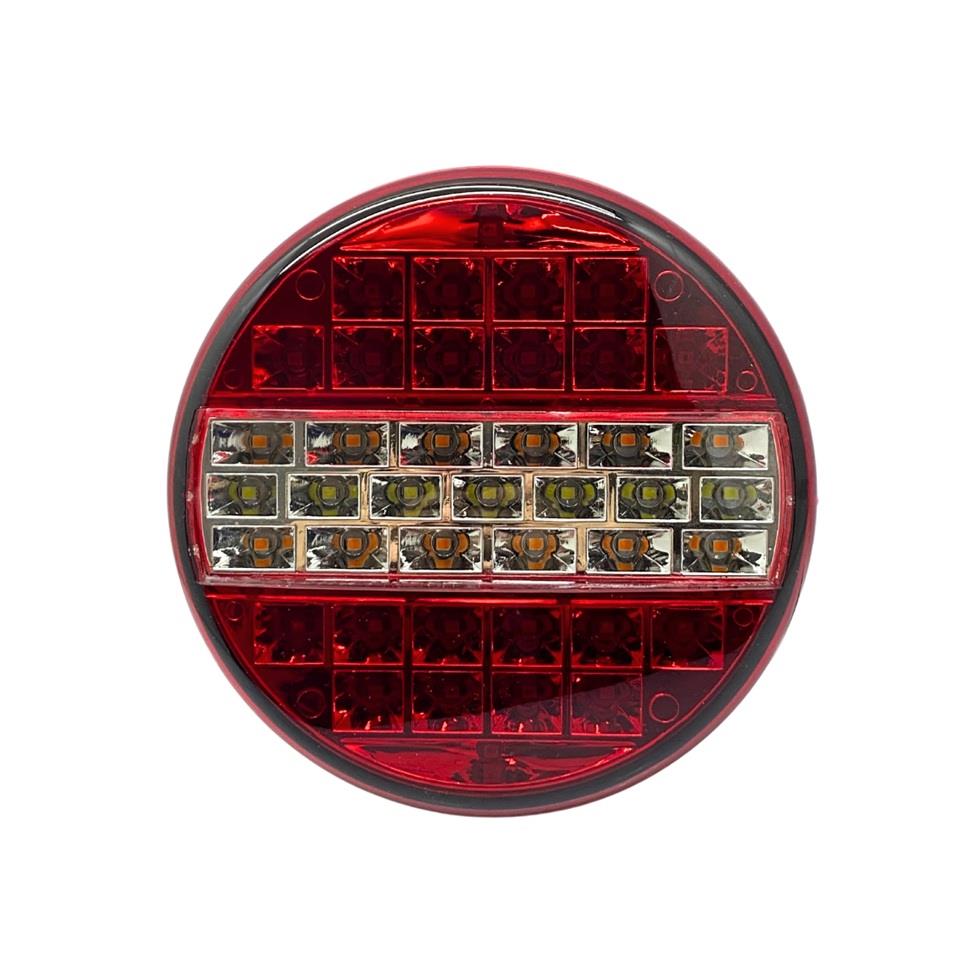 24V STOP LAMBASI YUVARLAK (LEDLİ) (4 FONKSİYONLU) (KIRMIZI-BEYAZ) (140*50 MM)