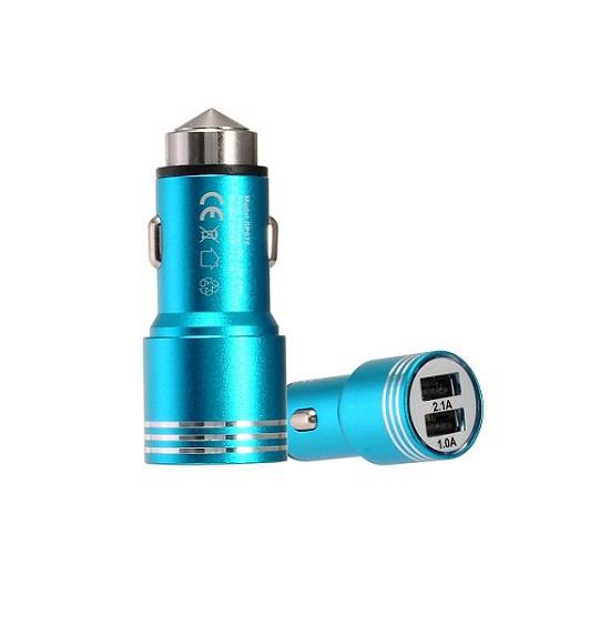 12V-24V TELEFON ŞARJ CİHAZI 2.1 A (ÇAKMAK GİRİŞLİ) (2 X USB GİRİŞLİ) MAVİ