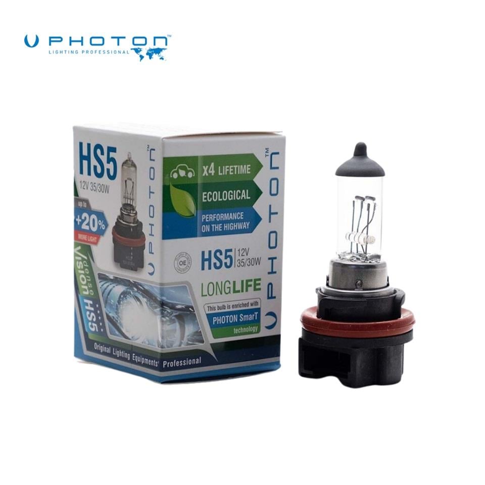 PHOTON 12V HS5 MOTOSİKLET AMPULÜ 35/30W +%20 FAZLA IŞIK (4 KAT UZUN ÖMÜRLÜ)