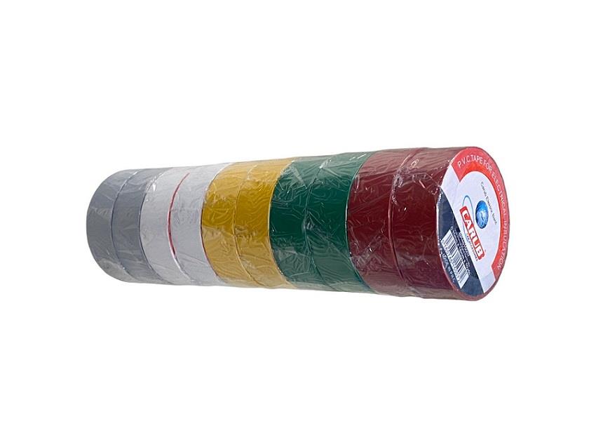 CARUB İZOLE BANT 18 MM KARIŞIK RENKLİ (KIRMIZI-YEŞİL-SARI-BEYAZ-GRİ) (10 AD)