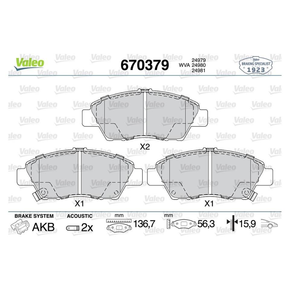 VALEO ÖN FREN BALATASI HYUNDAI CITY V/CRZ/INSIGHT/JAZZ