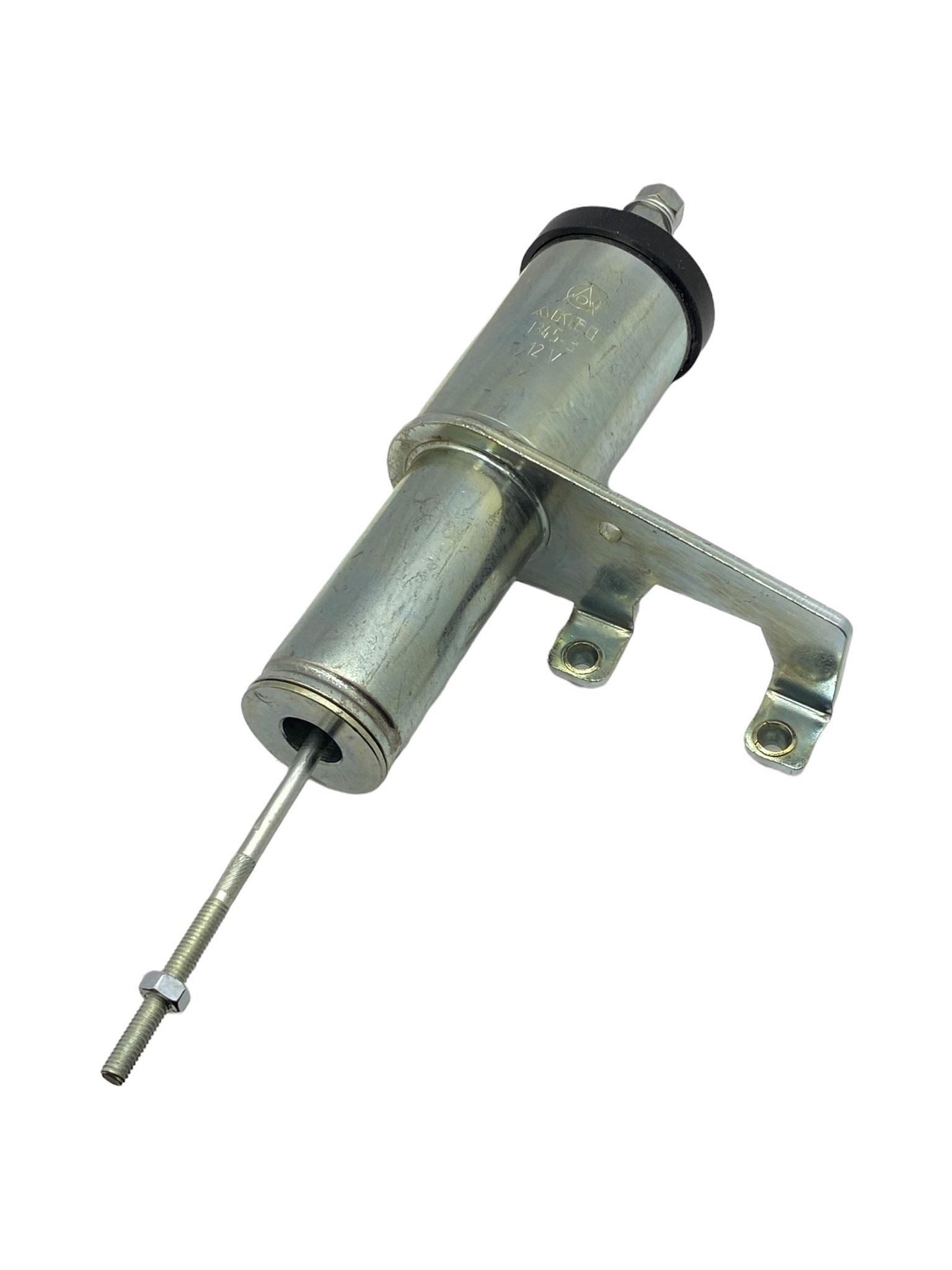 12V STOP SELENOİDİ YAN AYAKLI (SAĞ AYAK) (MAFSALLI-M6 CIVATA AKSA JENERATÖR CUMMINS MOTOR