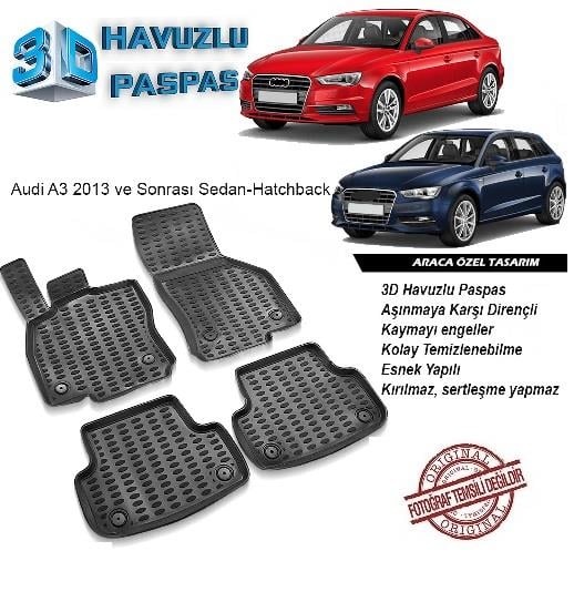 3D ARAÇ PASPASI (SİYAH) (4 PARÇA) AUDI A3 2013 > 