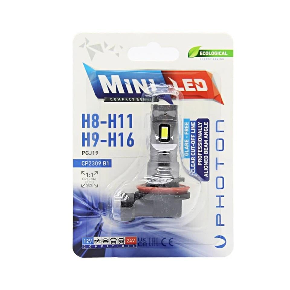 PHOTON 12V-24V H8/H9/H11/H16 CSP LED XENON FAR AMPULU 6000K (1AD)