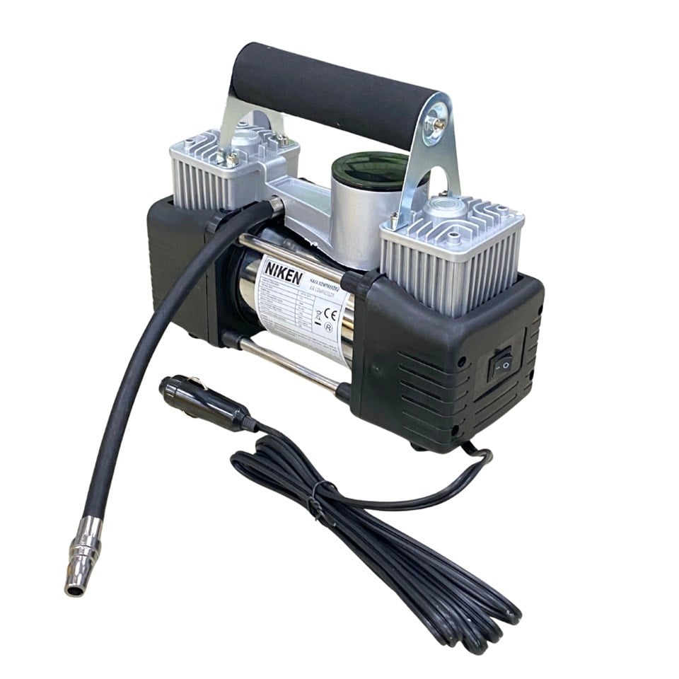 12V LASTİK ŞİŞİRME HAVA KOMPRESÖRÜ METAL ÇİFT PİSTONLU 150 psi