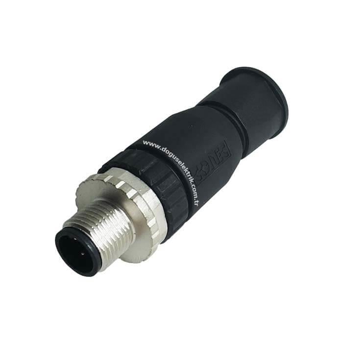 SENSÖR KONNEKTÖRÜ (M12 KONNEKTOR) (4 PIN SOKETLİ) ERKEK DÜZ TİP