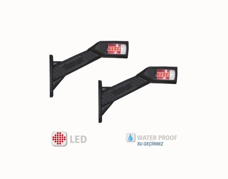 12V-24V DORSE DIŞ İŞARET BOYNUZ TAKOZ LAMBASI UZUN EĞRİ (LEDLİ) SARI-KIRMIZI-BEYAZ