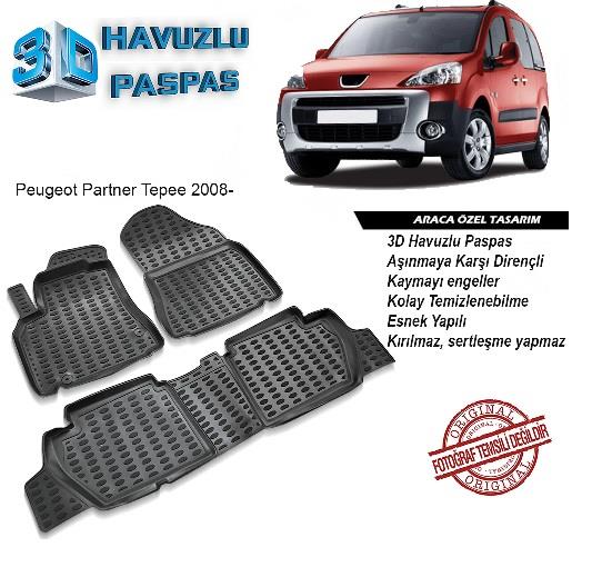 3D ARAÇ PASPASI (SİYAH) (4 PARÇA) PARTNER TEPEE/BERLINGO 2008 > 
