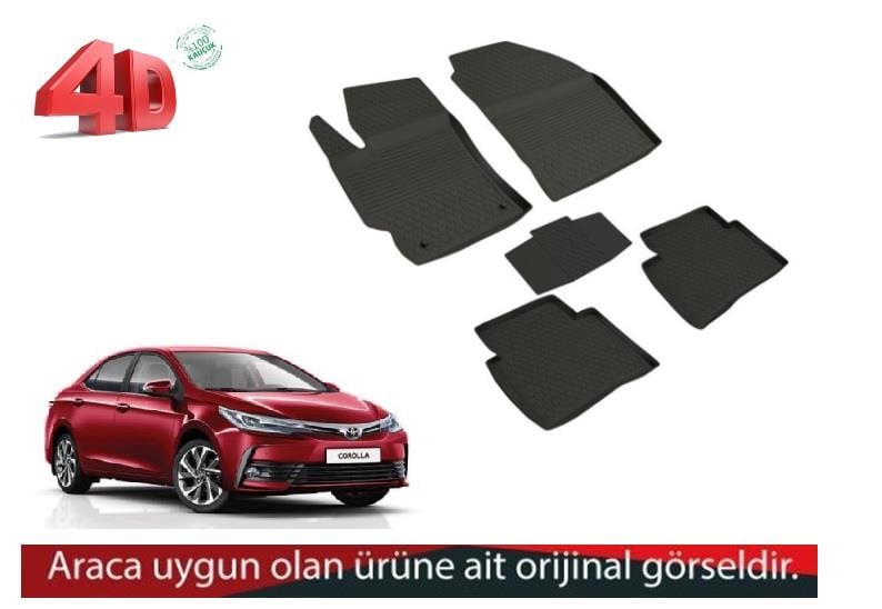 4D ARAÇ PASPASI (SİYAH) (4 PARÇA) (KAUÇUK 1.KALİTE) TOYOTA COROLLA 2019 >